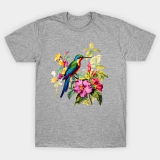 Vintage Hummingbird Illustration Backyard Bird Watchers T-Shirt